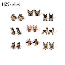 2021 New German Shepherd Stud Earring Dog Series Acrylic Resin Earrings Epoxy Handmade Jewelry Gifts Girl