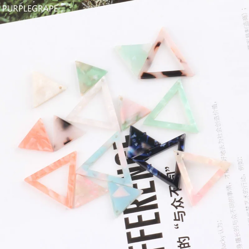 

PURPLEGRAPE DIY earrings pendant jewelry accessories Korea fashion acetic acid triangle geometry hollow piece pendant 6 pieces