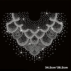 2pc/lot Big neckline Strass iron on rhinestone transfer applique patch hot fix rhinestones motif design stone  for baby shirt