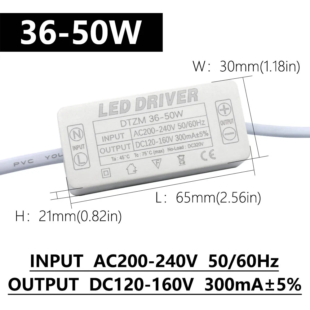 Imagem -04 - Driver de Led 300ma 8w 12w 18 24 36 48w 50w para Leds Unidade de Fonte de Alimentação Ac200240v Transformadores de Iluminação para Luzes de Energia Led Diy