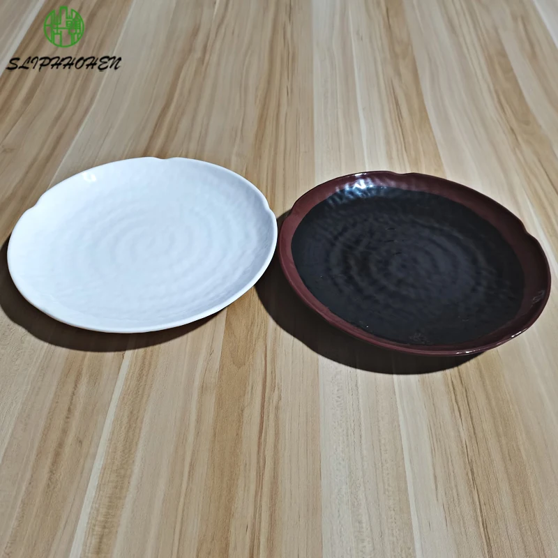 6/7/8/9.5/10 Inch Concave-Convex Point Round Plate Porcelain Imitation Tableware Dinner Plate Restaurant A5 Melamine Dinnerware