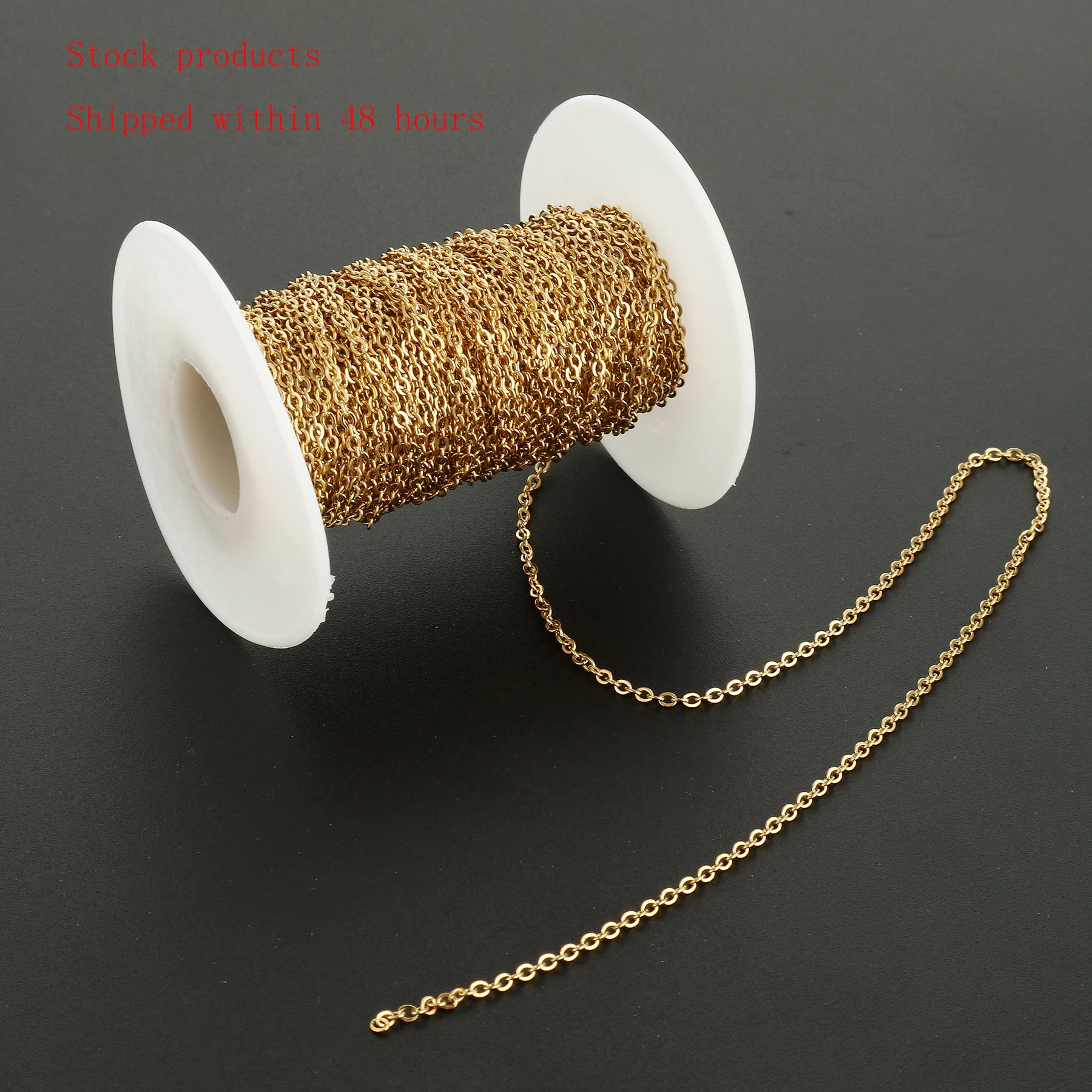 

Stainless Steel Oval Chain Gold Color Plated Size About 2.50x2x0.50mm For Diy Or Hadnmade Length Approx 10m/Spool Sold By Spool