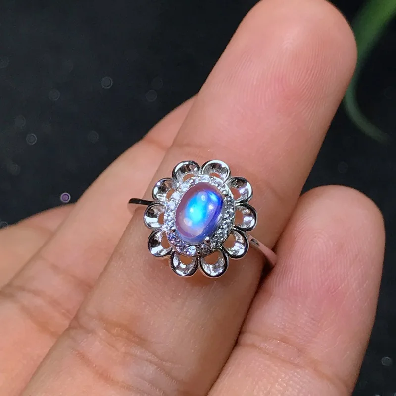 

new elegant women ring moonstone gemstone ring 925 silver fine jewelry natural gem moonlight birthstone birthday party date gift