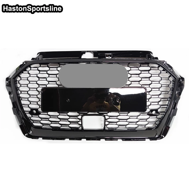A3 Rs3 Stijl Race Grills Met Acc Front Sport Honingraat Kap Grill Voor Audi A3 S3 Sline 8V 2017-2019 Auto Accessoires