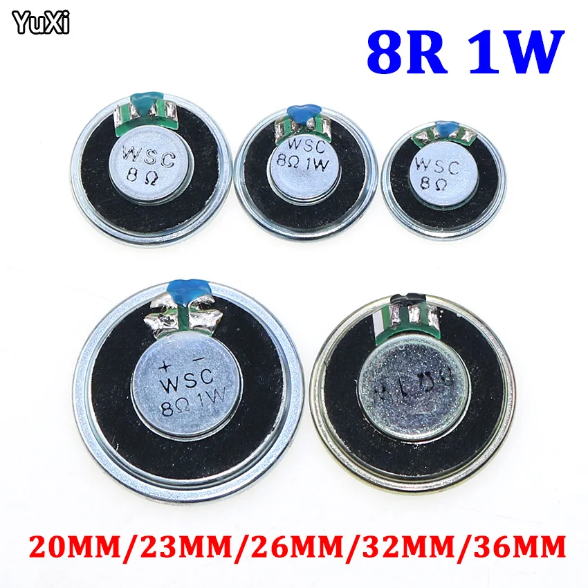 YUXI 1 sztuk 8R 1W róg głośnik dzwonek Buzzer 20mm 23mm 26mm 32mm 36mm 8 ohm 1W ultra-cienki Mini głośnik