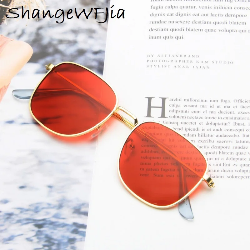 Sunglasses Women Brand Square  Lens Clear Designer Retro Alloy Frame Sun Glasses Men Glass Oculos Feminino