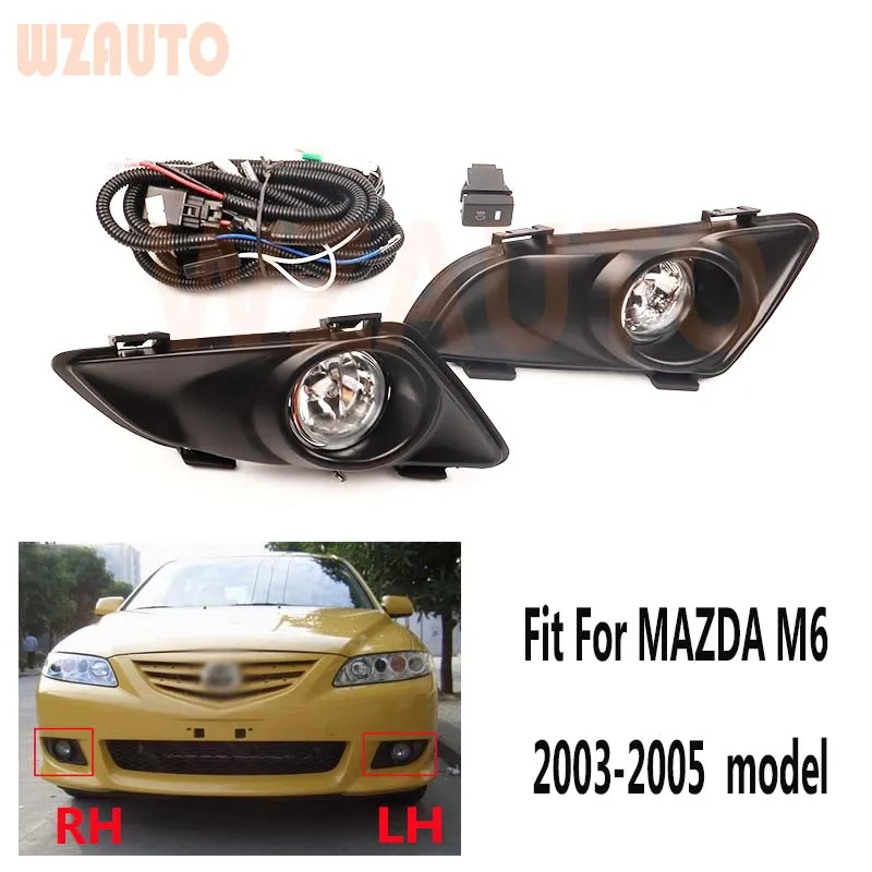 WZAUTO Retrofit Fog Light Set Spot Driving Lamp KIT For Mazda 6 M6 Old Model Assembly With Wire 2003 2004 2005