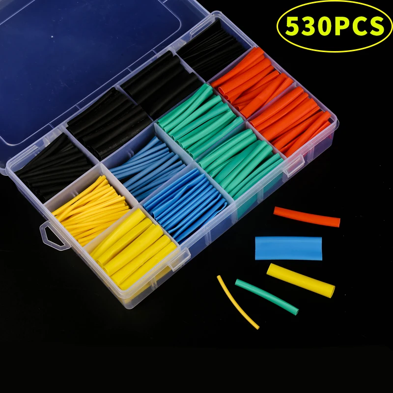 

164pcs/328pcs/127pcs/530pcs Set Polyolefin Shrinking Assorted Heat Shrink Tube Wire Cable Insulated Sleeving Tubing Set 2:1