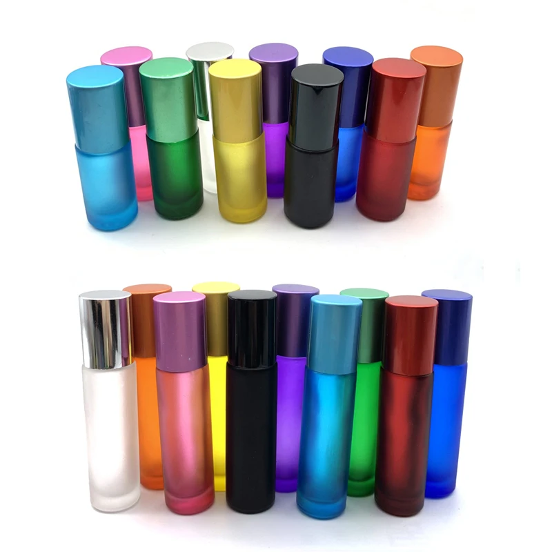 

10ml Frosted Glass Roller Vial Essential Oil Perfume Jar Mist Container Refillable Portable Travel 5cc Rollerball Bottle