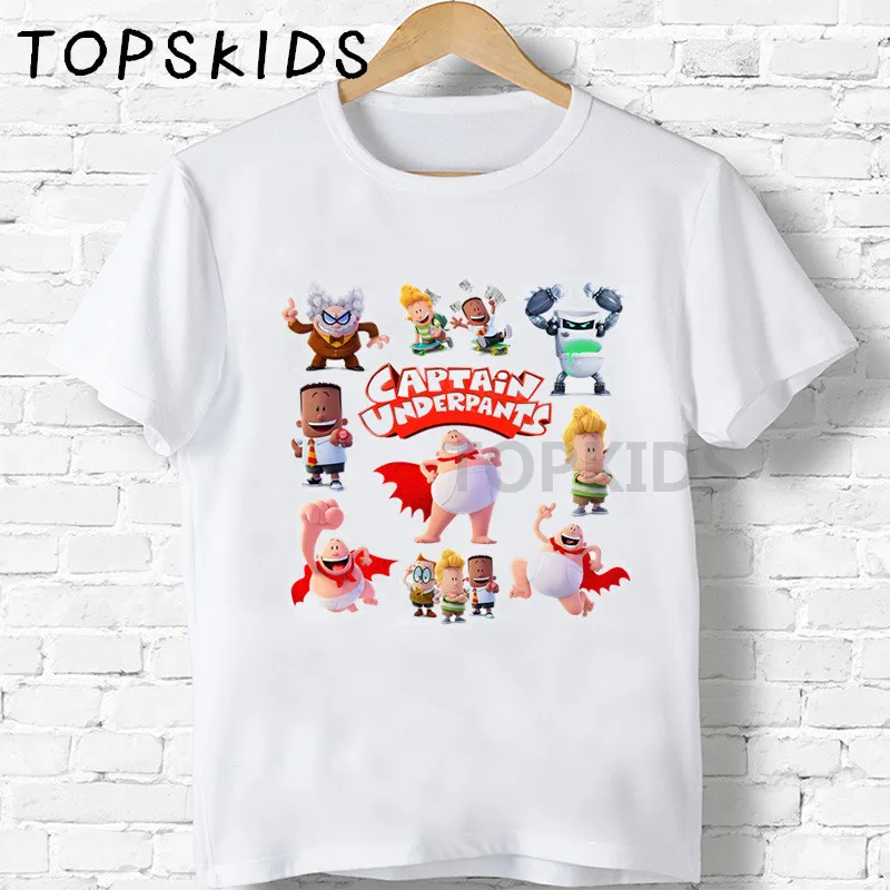 2021 Captain Underpants Character Cartoon Print Kids T-shirts Boys&Girls Funny Baby Tops Children Summer O-Neck T shirt,HKP5252