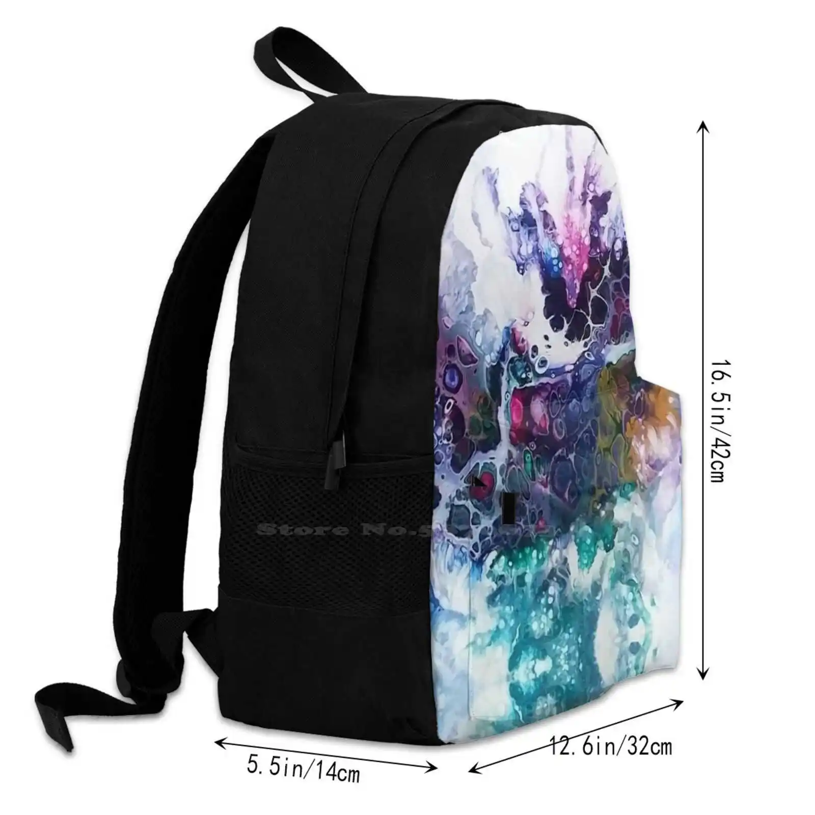 Mochila de grande capacidade para escola, 15 polegadas, floresta, céu, oceano, paisagem de água, sonhos, fantasia Cottage, camping, abstrato