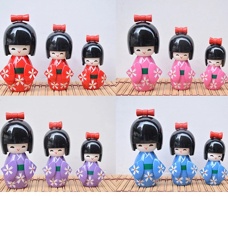 Japanese Folk Kimono Girl Doll Three Piece Set Handicraft Ornament Gift