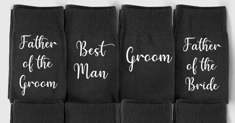 Personalised Wedding Socks Wedding Party Socks Fancy Style Font Custom Name Printed Groom Socks Groomsman Socks Best Man Socks