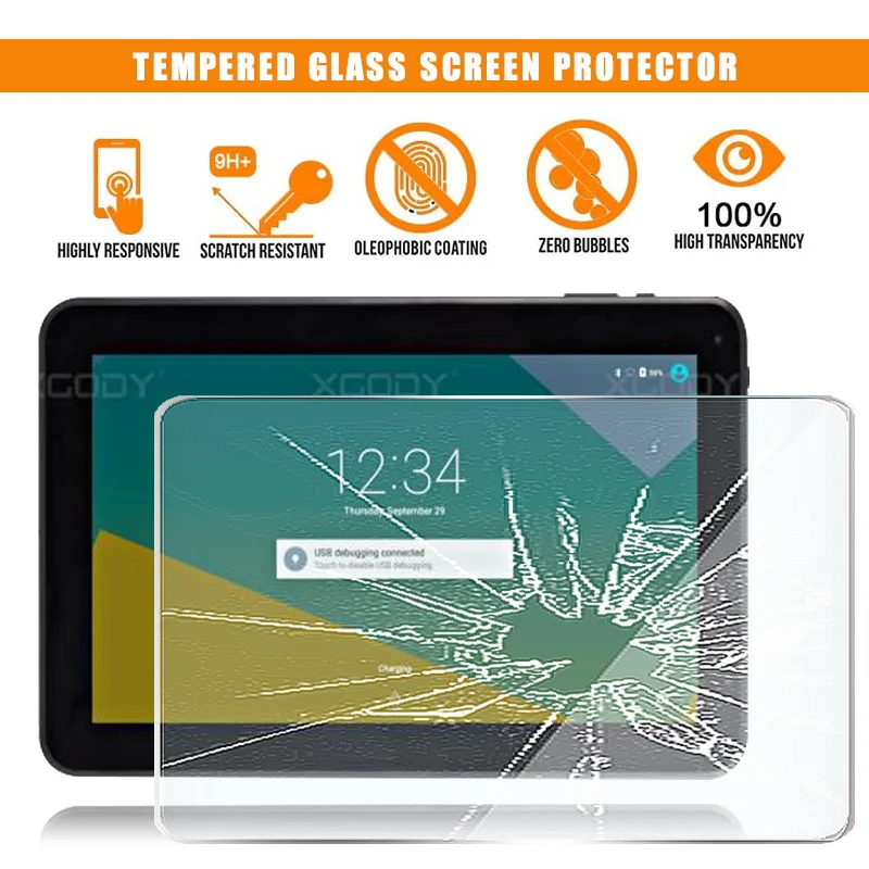 

For XGODY T1001 Tablet Tempered Glass Screen Protector 9H Premium Scratch Resistant HD Clear Film Cover