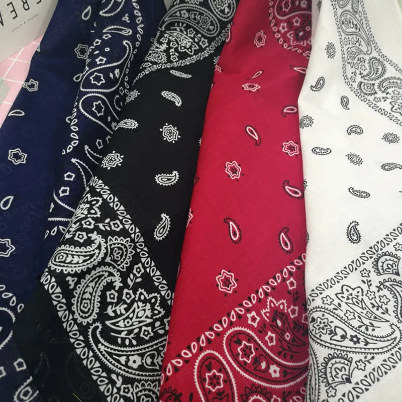 Fular cuadrado de algodón para hombre/niño/niña, Bandana lisa de estilo Hip Hop, diadema de anacardo, banda para el cuello de cachemira negra,