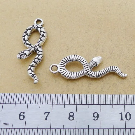 10pcs/Lot 11x35mm Snake Charms Antique Silver Color Pendants for DIY Jewelry Making Charm