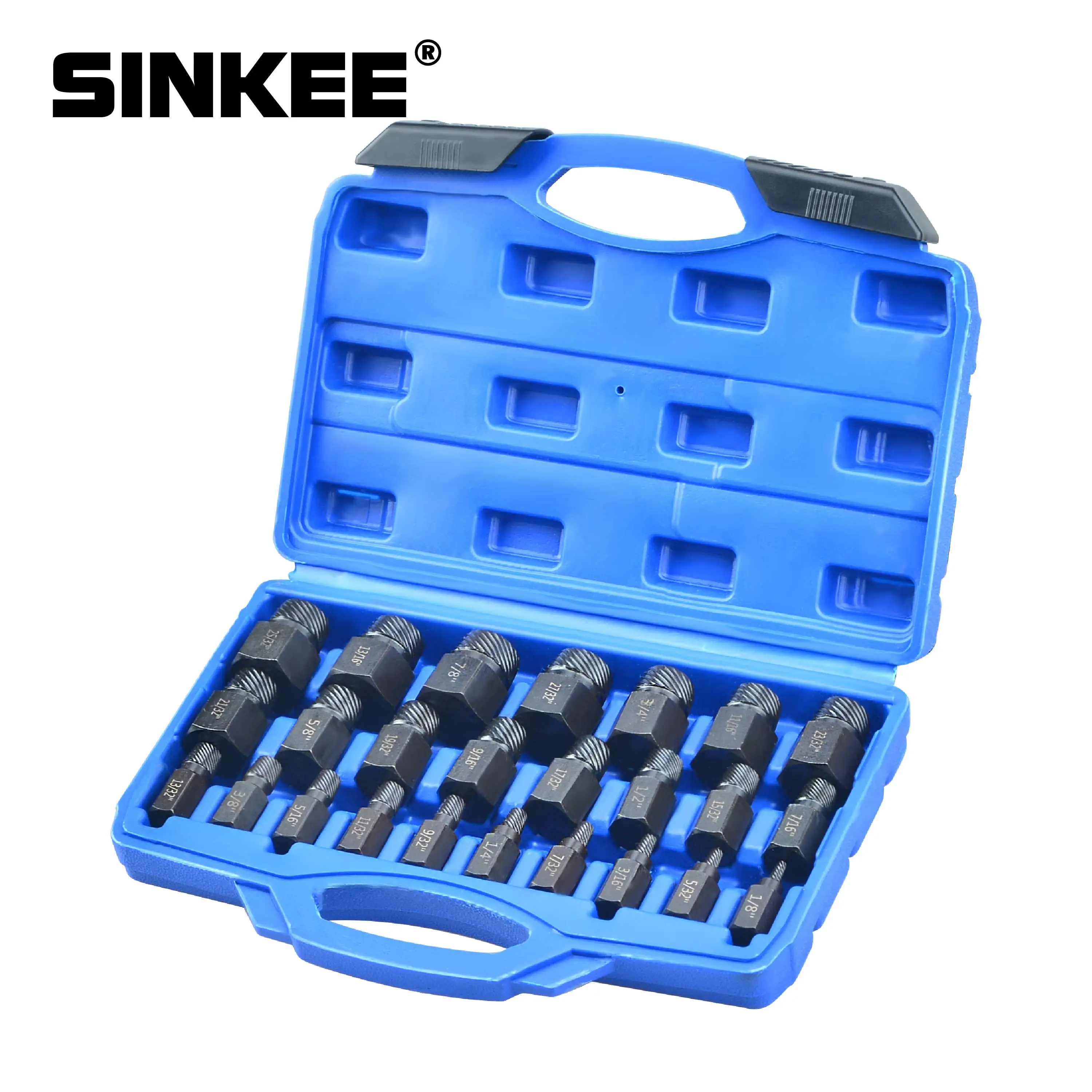 25Pcs Multi-Spline Screw Extractor Set Hex Head Bit Socket Wrench Bolt Remover Tool Kit SK1561