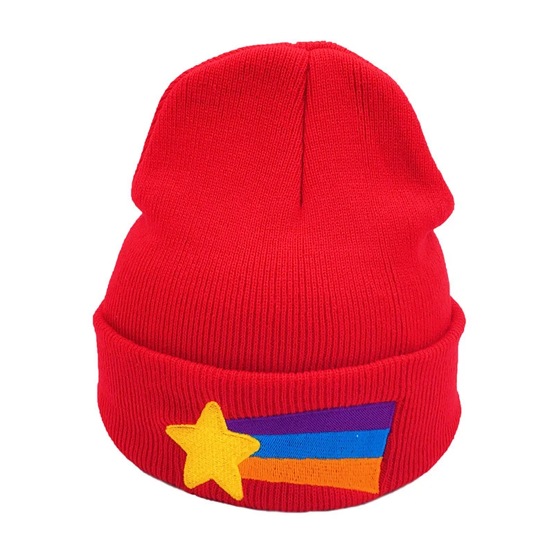 Winter Gravity Falls Same Unisex Knitting Rainbow Beanies Men Women Keep Warm Windproof Ponytail Cold Hats Short Paragraph W80