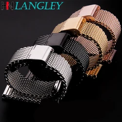 Fine Mesh Watch Band Stainless Steel Milanese Strap Mesh Wristband 1.0 Wire Buckle Strap Watch Accessories 18mm 20mm 22mm 24mm