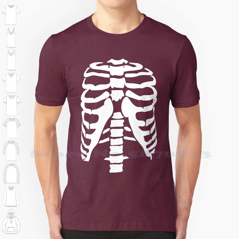 Ladies Black Skeleton Rib Cage T Shirt Womans Halloween Anatomy Top Sports T Shirt