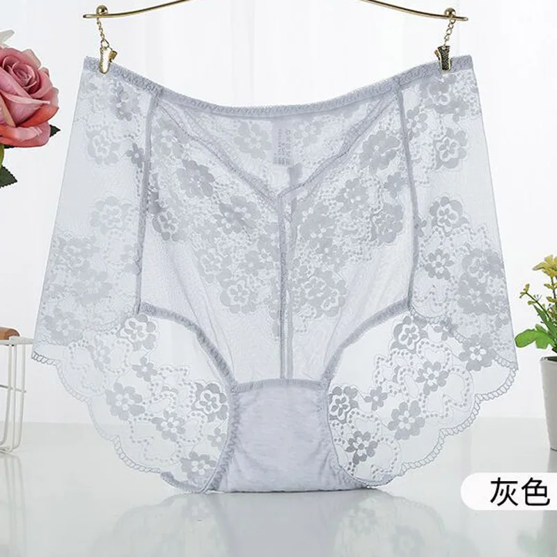 AS73 Soft Mesh Big Briefs Summer Sexy Lave  Ultra-thin Transparent Panties High Waist Seamless Women Underwear Plus Size 5XL