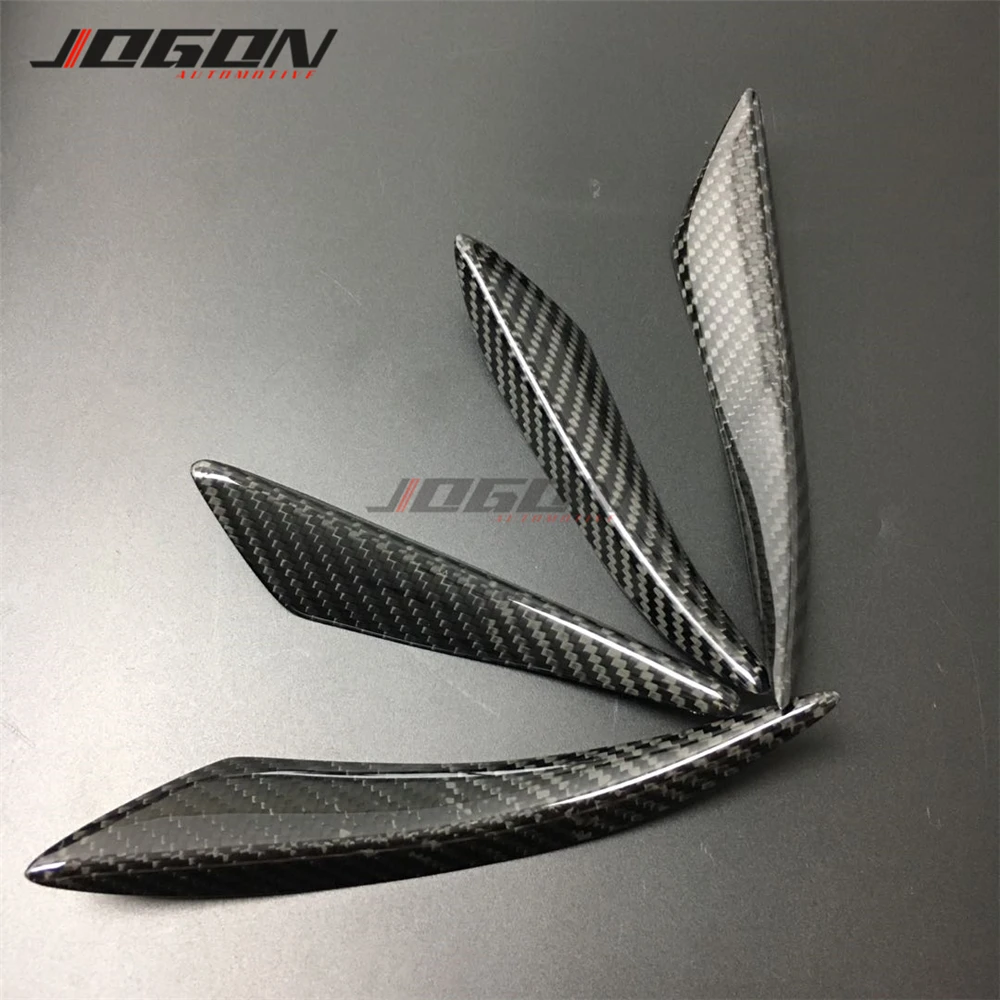 4Pcs Real Carbon Fiber Universal Front Bumper Lip Decoration Diffuser Splitter Fins Body Spoiler Canards Car Tuning Canard