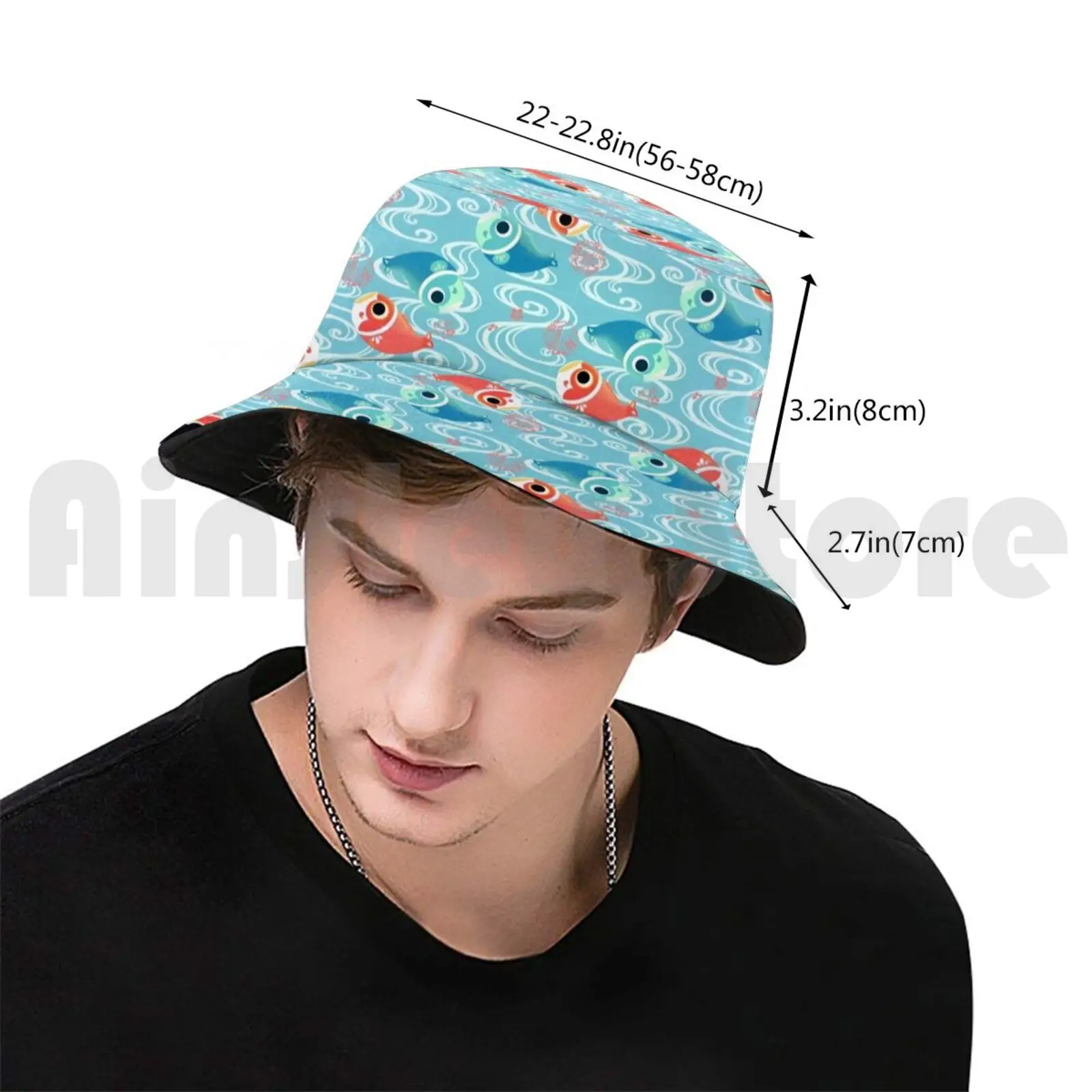 Koi Bucket Hat Adult kid baby Beach Sun Hats Fish Koi Carp Red Blue Cute Water Festival Pond Sakura Japanese Pattern Kids