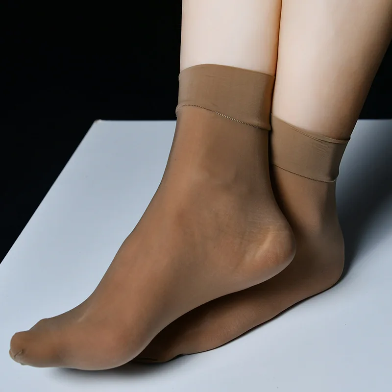 Sexy Ultra-Thin Transparent Socks Women Oil Shiny Glossy Elastic Ankle Socks See Through Sissy Unisex Sheer Smooth Socks