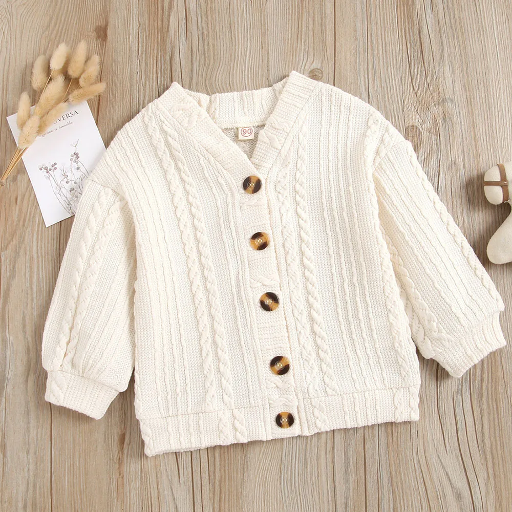 

Autumn Girls Winter Clothing Knitted Sweater Casual Outwear Button Girls' jumper Solid Cardigan Sweater Long Sleeve Warm Sweater