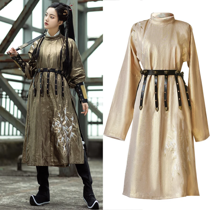 New Men'S And Women'S Tang-Made Bronzing Round Neck Robe Tang Dynasty Hanfu Dress Traditional Chinese Dance Costumes SL6064