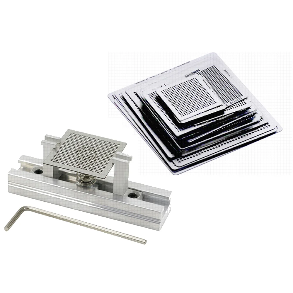 Kit Universal Reballing Bga Diretamente Aquecimento Stencils Titular Modelo de Fixação Jig para Consolas de Jogos Reparação Laptop 10 16 33 36 Pcs