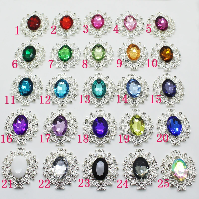 Delicate Jewelry Accessories Buckle 10/Pcs 30x33mm Rhinestone  Decorative buckle various Colors Button Craft Handmade Production