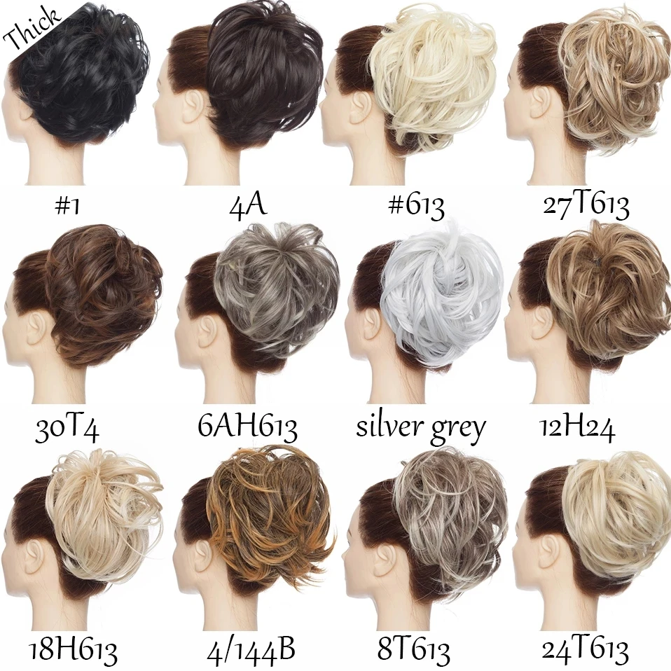 HAIRRO 80g Straight Donut Chignon Hairpieces Synthetic Ombre Elastic Updo Chignon Fluffy Messy Scrunchies Hair Bun For Women image 5