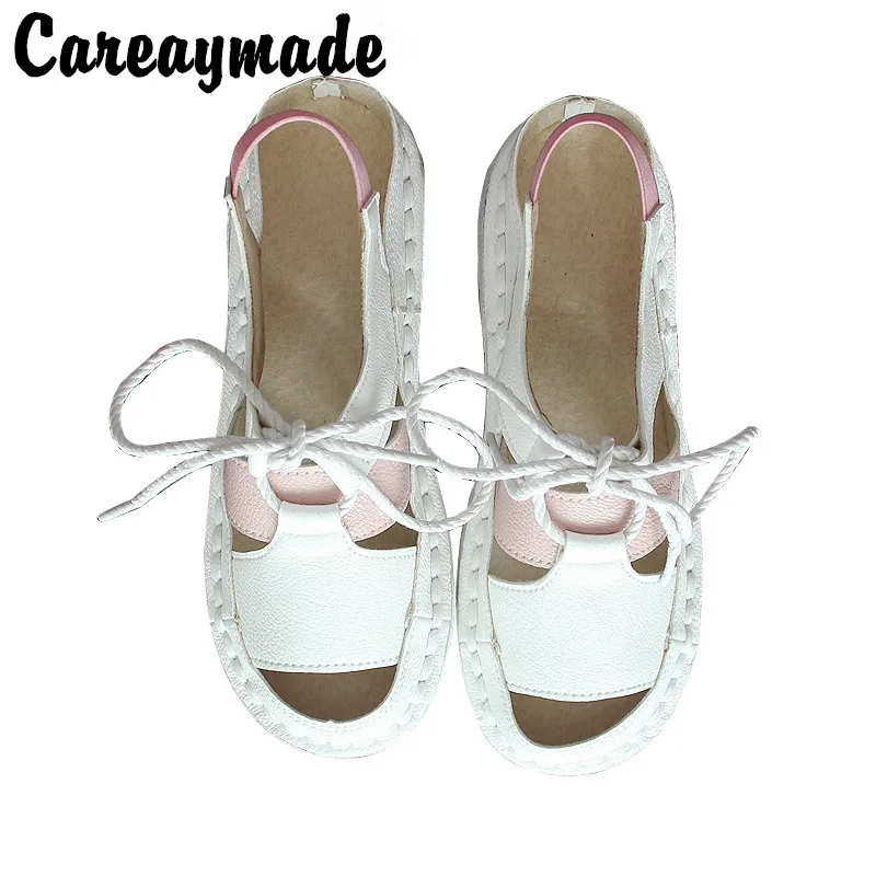 Careaymade-Original handicraft sandals,women's soft sole flat fishmouth sandals summer breathable refreshing beach shoes