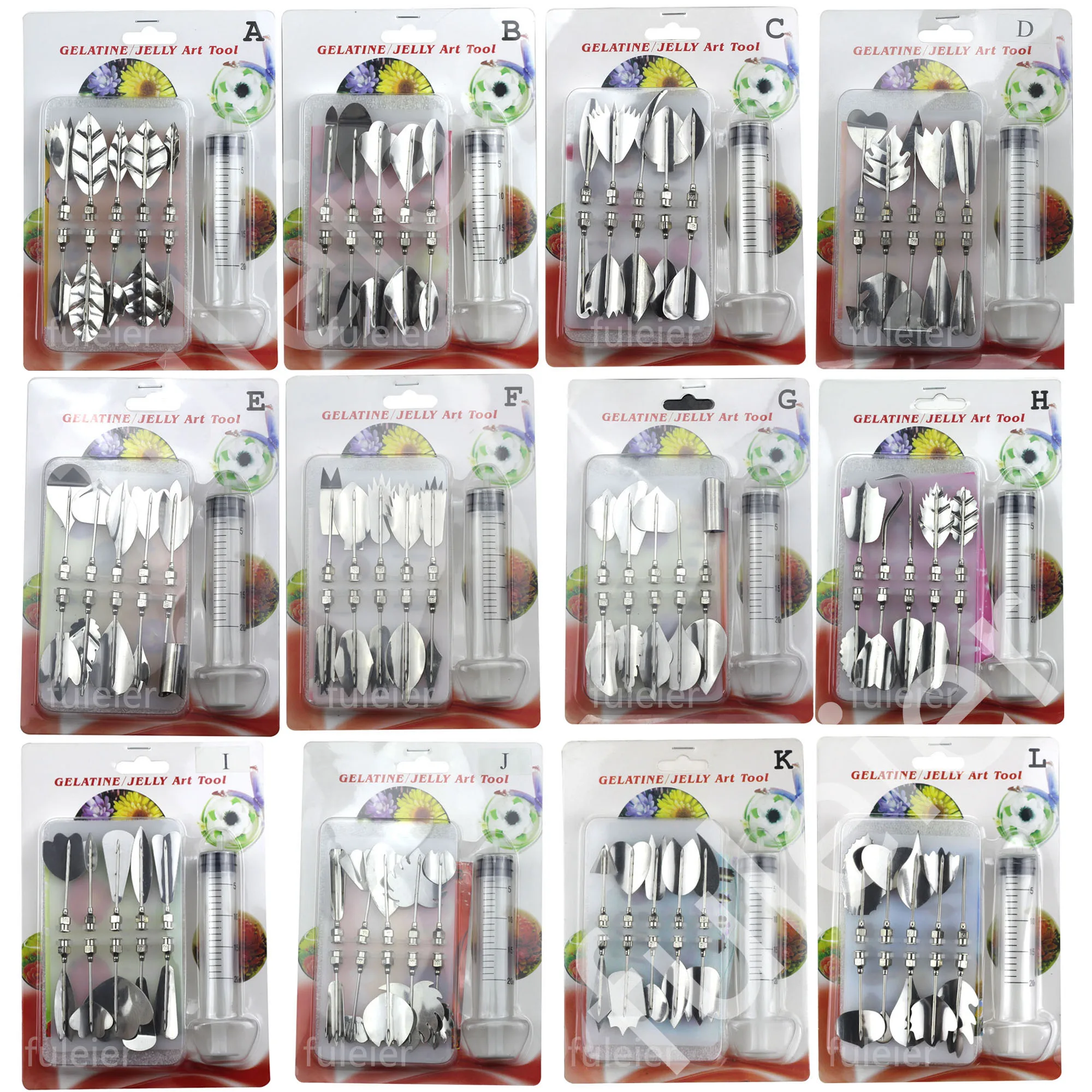 14 style 3D Gelatin Cake  Mold Jelly Art Pudding Flowers Stainless Steel Nozzle Syringe  Needle Kit Cake Decorating Tools