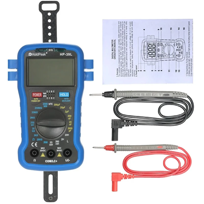 HoldPeak HP-39L Backlight LCD Mini Digital LCR Meter Resistance Capacitance Inductance Tester Transistor hFE Tester dropshipping