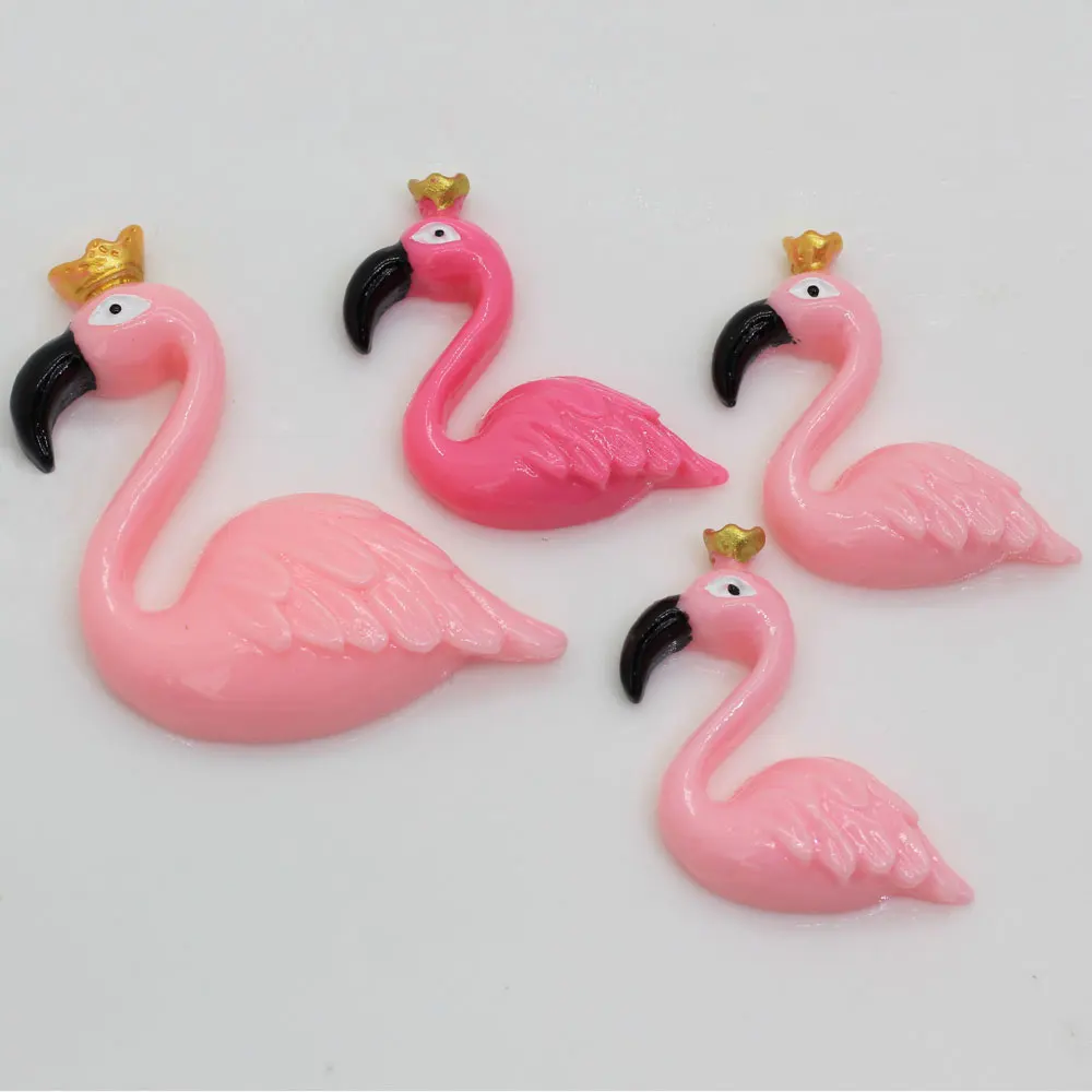 20/100pcs  Cute Resin Flamingo Flatback Cabochon Flamingos Bird Resin Flat Back Scrapbooking DIY Planar Hair Bow Center