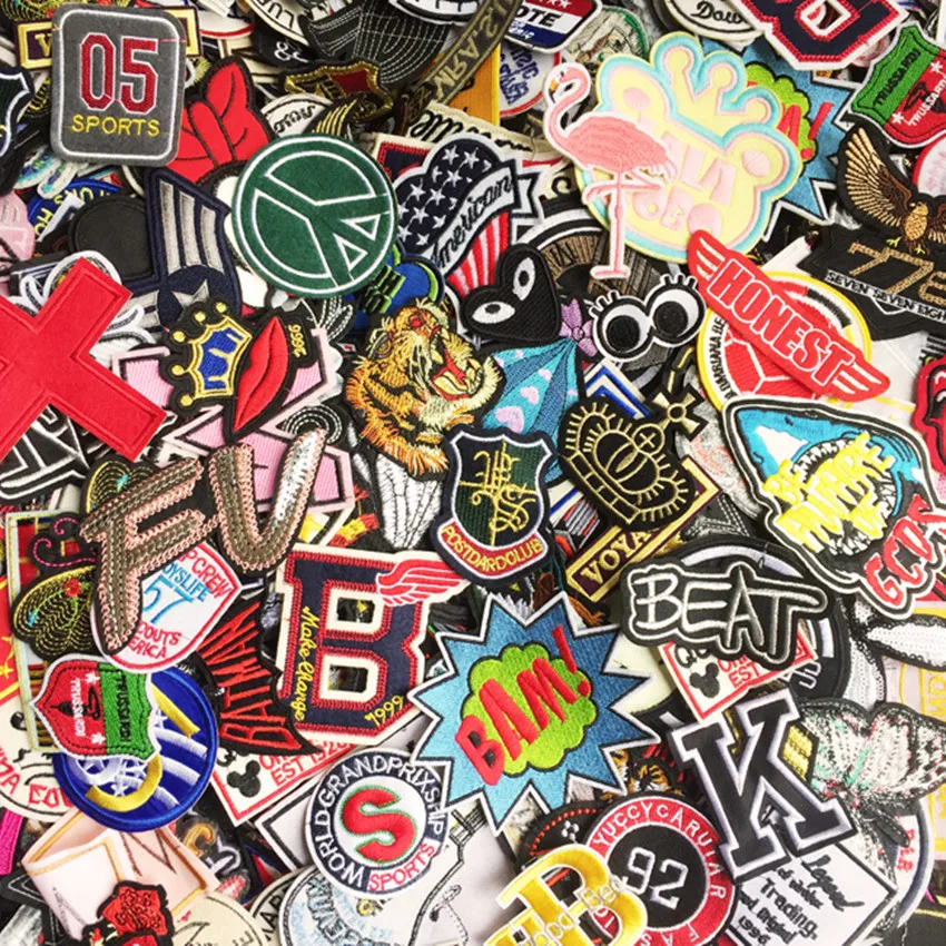 40PCS/Set Mixed Iron on Patches For Clothing Shirt Jacket Embroidered Clothing Patches Stripes Stickers Jeans decoration