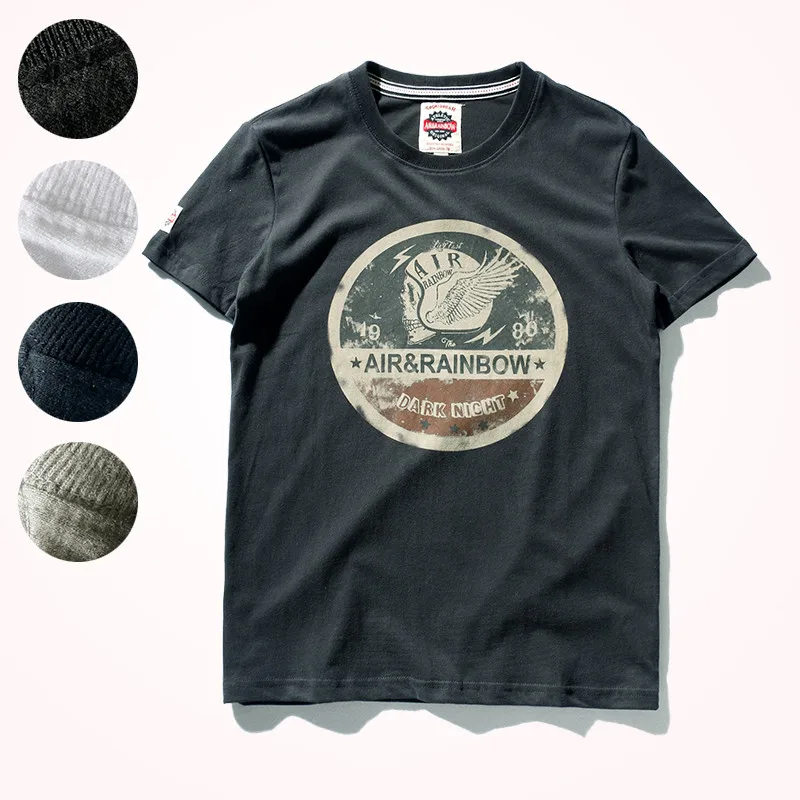 Summer New Short Sleeve O-neck Printed T-shirt Men\'s Fashion 100% Cotton Washed Old Loose Brushed Fabric Large Size Casual Tops