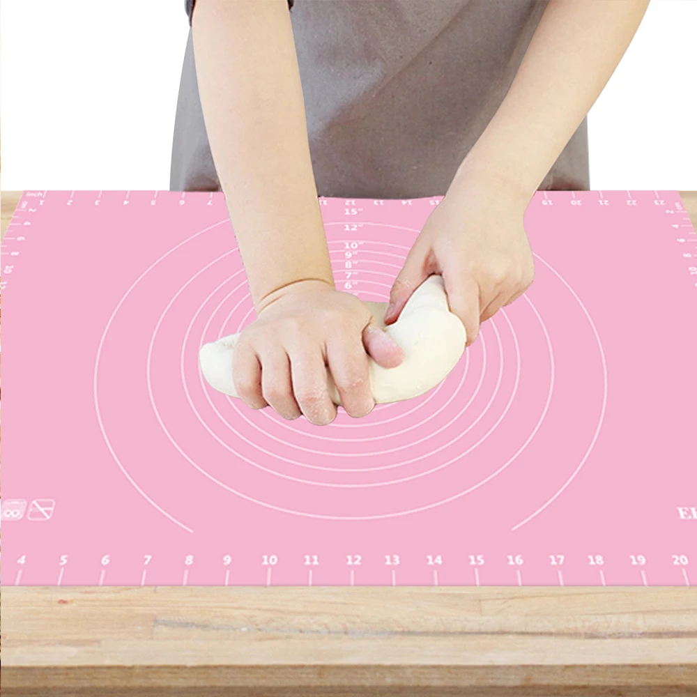 Baking Set Includes Silicone Pastry Baking Mat with Measurements, Silicone Rolling Pin, Measuring Cups & Spoons, Dough Scrapers