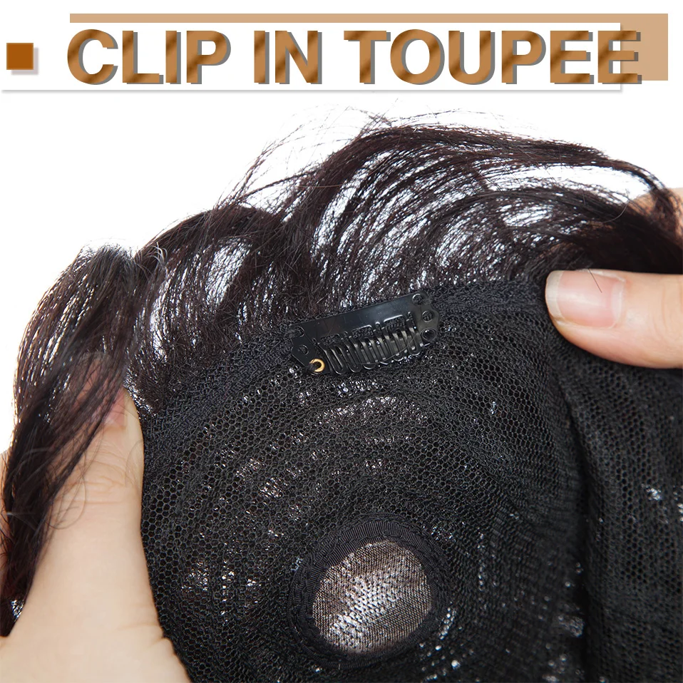 S-Noilite ผู้ชาย Toupee 16x1 9ซม.เส้นผมมนุษย์เปลี่ยนระบบ4นิ้วผู้ชาย Capillary Prothesis ชายวิกผมคลิปที่ยืดผม