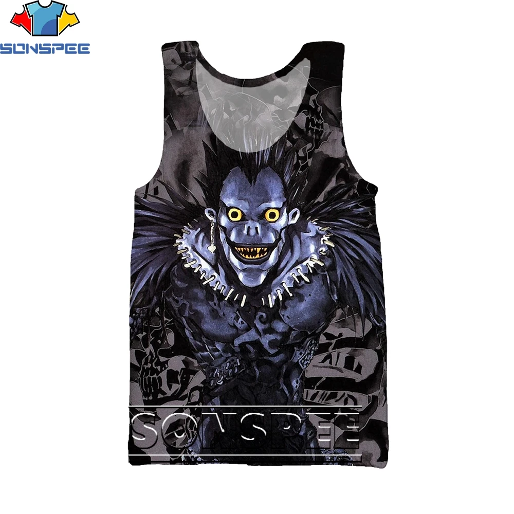 SONSPEE 3D Printing Death Note Anime Summer Sleeveless Vest Men/Women Fashion Hip Hop Personality Sports All-match Casual Top