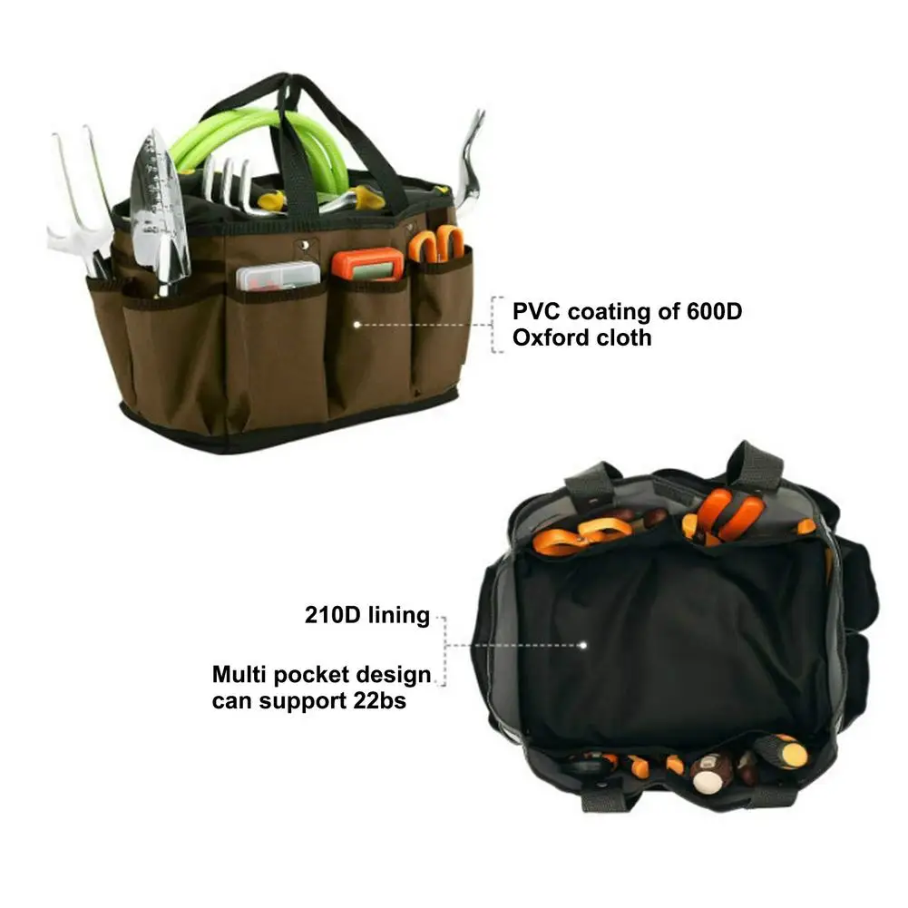 Garden Tool Bag Oxford Fabric Garden Bucket Bag For Gardening Tool Kit Portable Multi-Pocket Tools Organizer Storage Bag