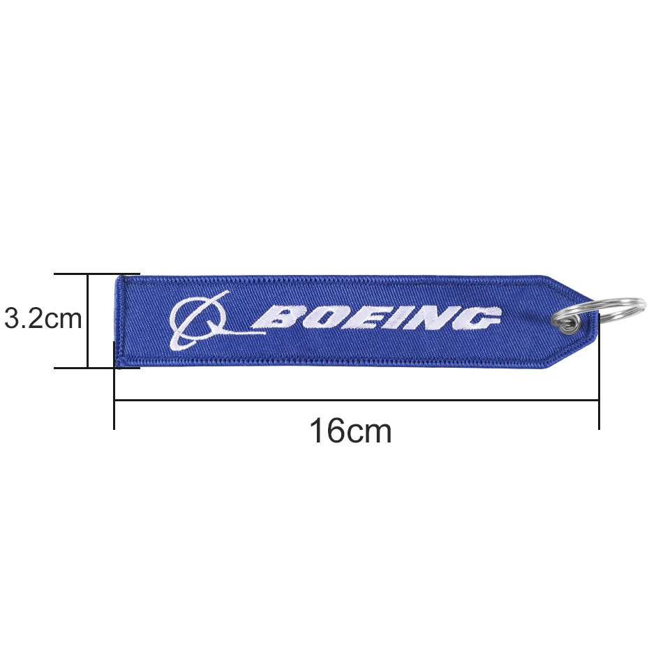 Blue Boeing Keychain Phone Straps Double-sided Embroidery Aviation Key Ring Chain for Aviation Gift Strap Lanyard for Mobile