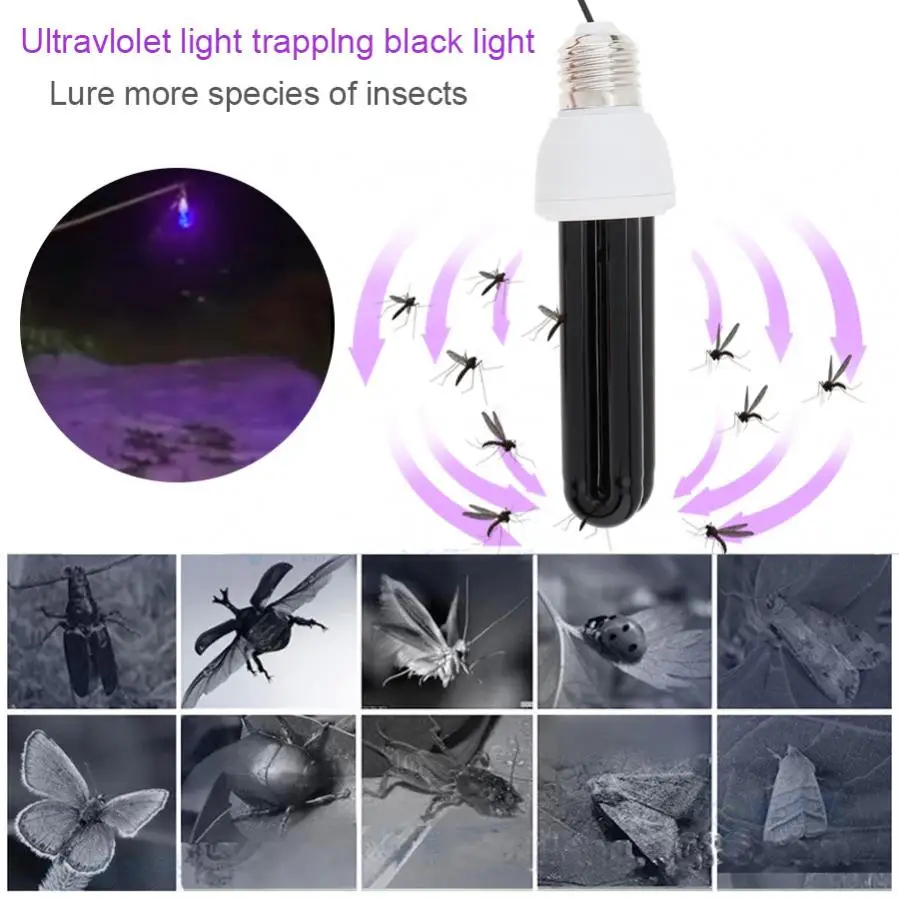 20/30/40W UV Black Light Attracting Insects Lamp CFL Farming Lights 365NM 12V Ultraviolet Lamp Trap Light