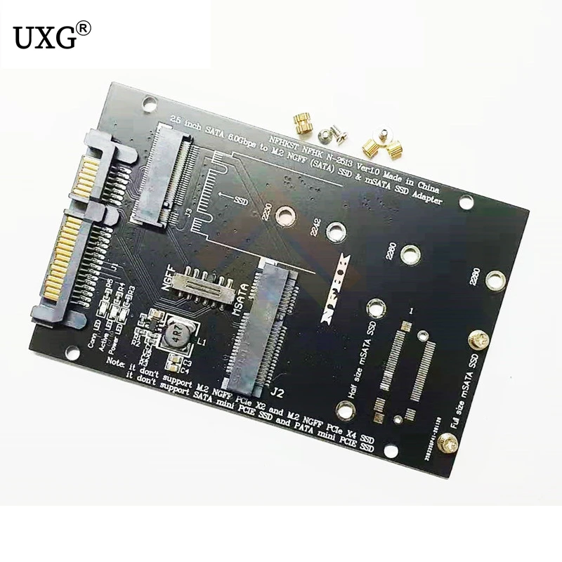 M.2 NGFF Msata SSD To SATA 3.0 2.5 Adapter M2 PCI SSD Converter Riser Card For PC Laptop Add On Card up to 6Gps