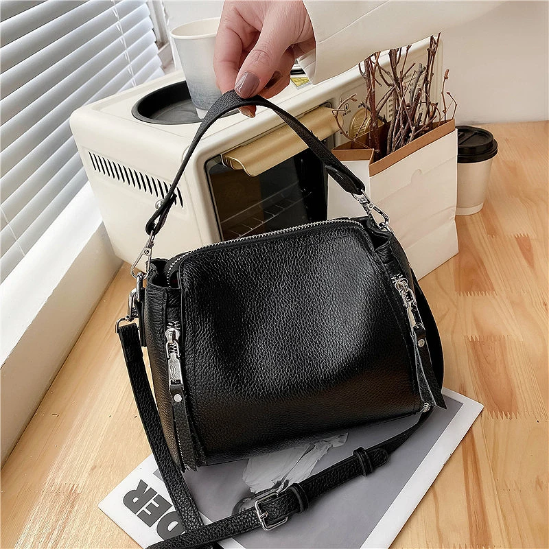 2024 New Genuine Leather Handbag Designers Women Messenger Bags Females Bucket Bag Leather Crossbody Shoulder Bag Handbag Bolsa