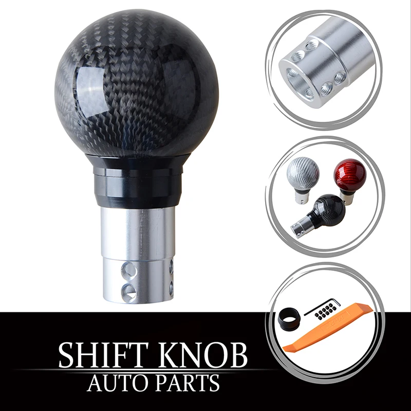 Universal Carbon Fiber Gear Shift Knob Spherome Automatic Trans Gearbox Handles Stick Lever Head Interior Car Accessories