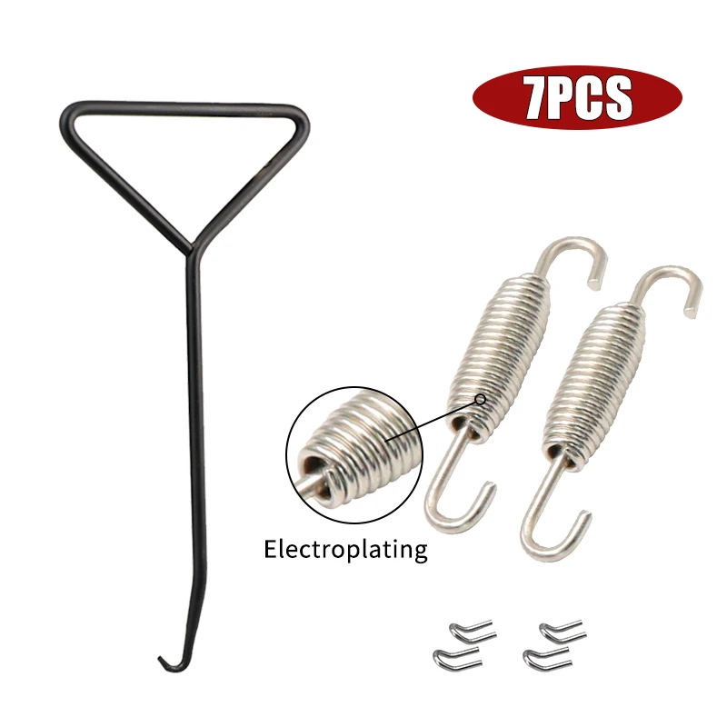 Alconstar-7Pcs الفولاذ المقاوم للصدأ دراجة نارية خمار ماسورة العادم تصاعد الربيع السنانير ربط أنابيب الفولاذ المقاوم للصدأ الربيع