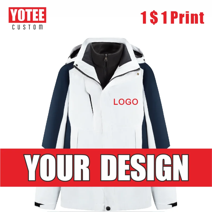 

YOTEE New Men's Coat Jacket Logo Custom Double-Layer Thickened Warm Outdoor Mountaineering Windproof And Rainproof Hoodie